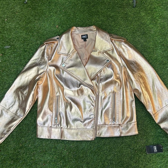 INC International Concepts Women's Rose Gold Faux Leather Jacket - Picture 5 of 8